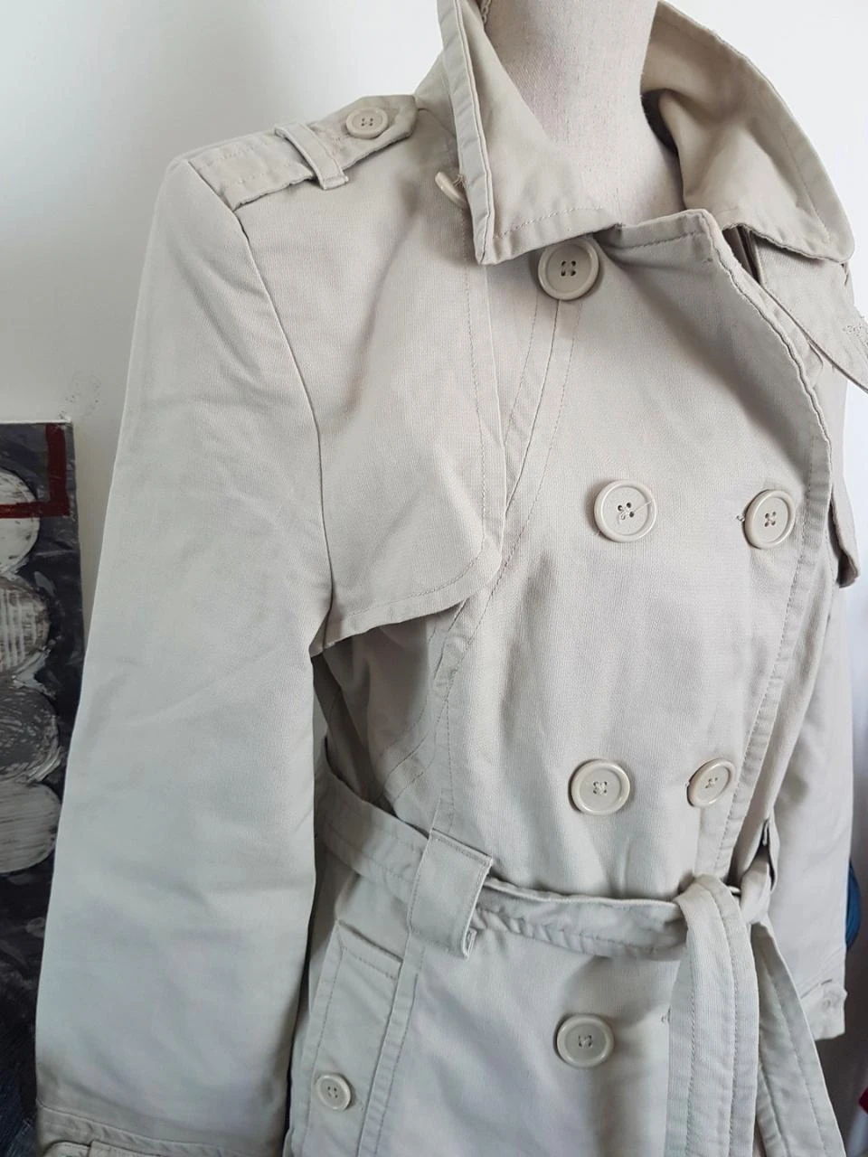 ✨Middellange beige trenchjas 100% katoen Easy Wear (El Corte Inglés) - M – photo 2